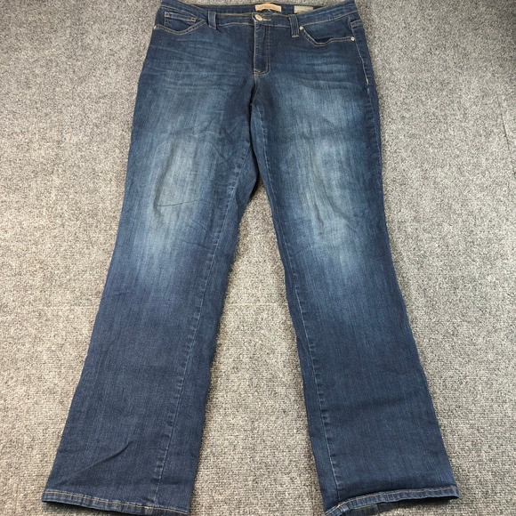 Nine West Vintage America Bootcut Jeans Size 14/32 Dark Wash Denim Boho - Picture 1 of 9